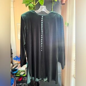 JB.S. Ltd Vintage Dark Green Velvet Women's Tunic Top